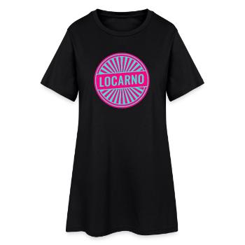 Locarno Neon Rundstempel - Frauen T-Shirt-Kleid - Schwarz - Vorne