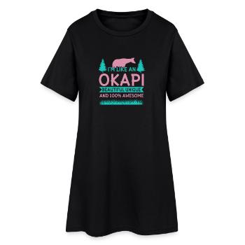 Okapi Wildgiraffen Design - Frauen T-Shirt-Kleid - Schwarz - Vorne