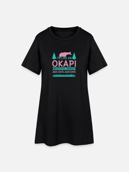 Okapi Wildgiraffen Design - Frauen T-Shirt-Kleid - Schwarz