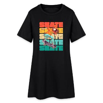 Skateboard Cool Skater Girl Colorful - Robe T-shirt Femme - noir - Devant