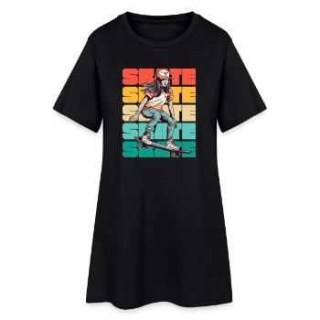 Skateboard Cool Skater Girl Colorful - Robe T-shirt Femme - noir - Devant