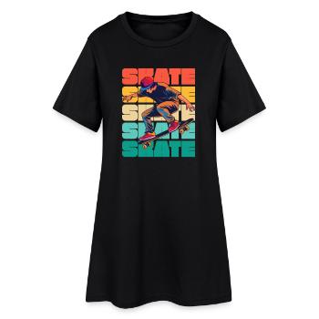 Skateboard Cool Skater Boy Colorful - Robe T-shirt Femme - noir - Devant