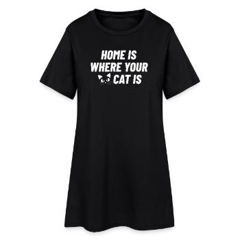 La maison est l’endroit où se trouve votre chat - Robe T-shirt Femme - noir - Devant
