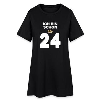 24. Geburtstag Geschenk - 24 Jahre mit Krone - Frauen T-Shirt-Kleid - Schwarz - Vorne