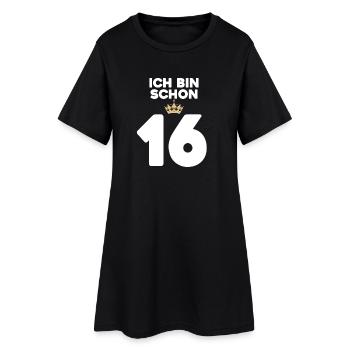 16. Geburtstag Geschenk - 16 Jahre mit Krone - Frauen T-Shirt-Kleid - Schwarz - Vorne