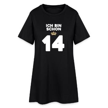 14. Geburtstag Geschenk - 14 Jahre mit Krone - Frauen T-Shirt-Kleid - Schwarz - Vorne