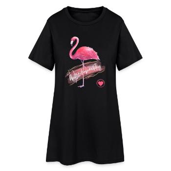 Wunderprächtig - Flamingo pink - Wortschätze - Frauen T-Shirt-Kleid - Schwarz - Vorne