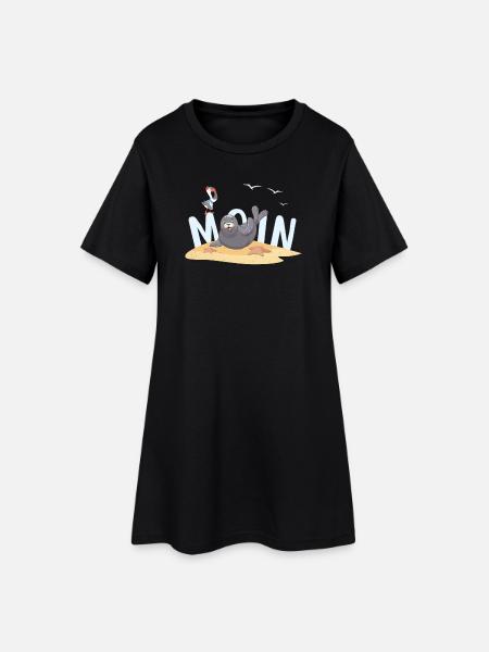 Moin Robbe Möwe Strand - Frauen T-Shirt-Kleid - Schwarz