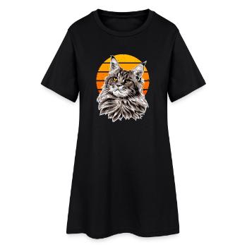 Cat Retro Sunset Holiday - Robe T-shirt Femme - noir - Devant
