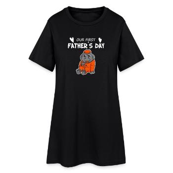 Vatertag - erster Vatertag Geschenk - Frauen T-Shirt-Kleid - Schwarz - Vorne