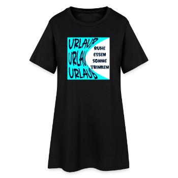 URLAUB - SONNE - RUHE - SOMMERFERIEN - ESSEN - Frauen T-Shirt-Kleid - Schwarz - Vorne