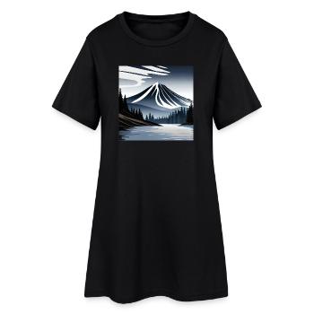 Vulkanlandschaft - Frauen T-Shirt-Kleid - Schwarz - Vorne