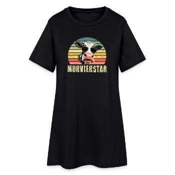 Kuh Kühe - Frauen T-Shirt-Kleid - Schwarz - Vorne
