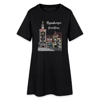 Regensburg, Brückturm, Strichzeichnung, Bayern - Frauen T-Shirt-Kleid - Schwarz - Vorne