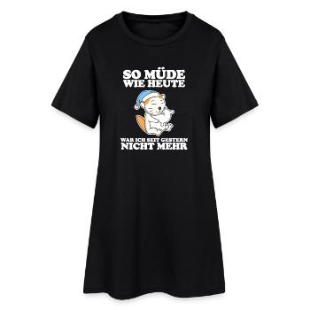 Müde Spruch lustig Schlafen - Selkirk Rex - Frauen T-Shirt-Kleid - Schwarz - Vorne