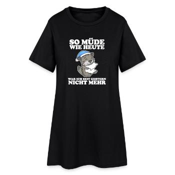Müde Spruch lustig Schlafen - Sibirische Katze - Frauen T-Shirt-Kleid - Schwarz - Vorne