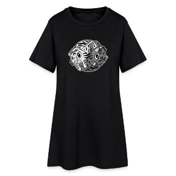 Tigre Yin Yang - Robe T-shirt Femme - noir - Devant