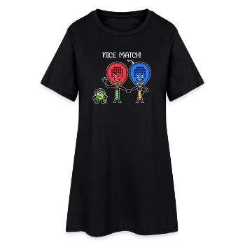 Padelteam Padel Spieler Ball Statement Racket - Frauen T-Shirt-Kleid - Schwarz - Vorne