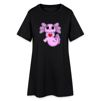 Axolotl Heart Love - Heart Motif - Robe T-shirt Femme - noir - Devant