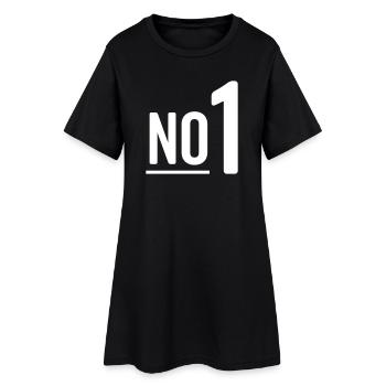 No 1 - Nummer eins - Frauen T-Shirt-Kleid - Schwarz - Vorne