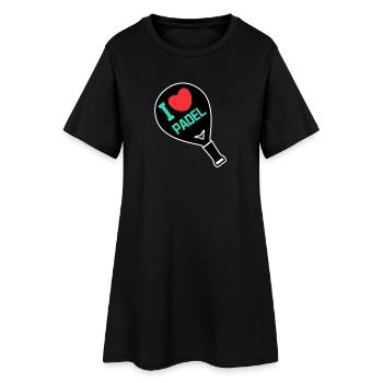 Déclaration de cœur de joueur de raquette J’aime le padel - Robe T-shirt Femme - noir - Devant