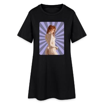 Sexy T-Shirt Rothaarige Mädchen Frau Pinup Comic Pop - Frauen T-Shirt-Kleid - Schwarz - Vorne