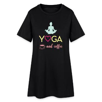 Yoga et café - Robe T-shirt Femme - noir - Devant
