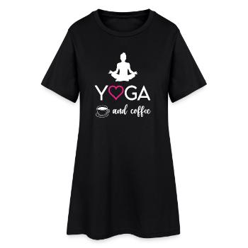 Yoga et café - Robe T-shirt Femme - noir - Devant