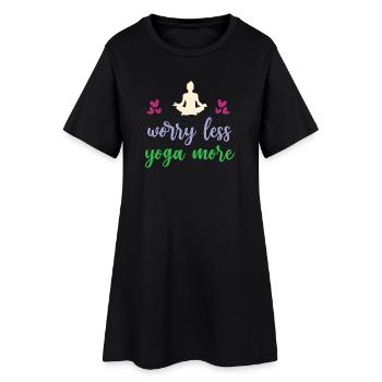 Inquiétez-vous moins Yoga Plus - Robe T-shirt Femme - noir - Devant