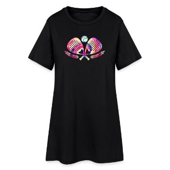 Padel Tennis Krawatte gefärbt - Frauen T-Shirt-Kleid - Schwarz - Vorne