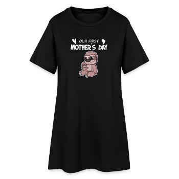 Fête des Mères - Premier Cadeau de Fête des Mères - Robe T-shirt Femme - noir - Devant
