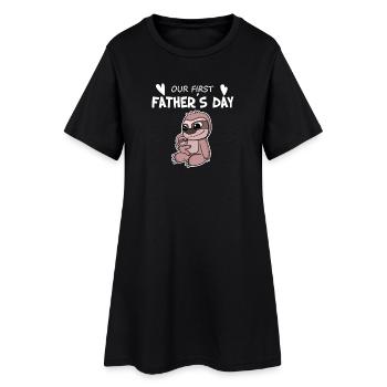 Fête des pères - Premier cadeau pour la fête des pères - Robe T-shirt Femme - noir - Devant