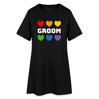 Rainbow Hearts Groom blanc - Robe T-shirt Femme - noir - Devant