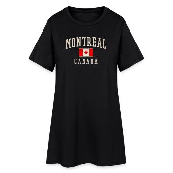Montreal Canada Distressed Flag - Women’s T-Shirt Dress - black - Front