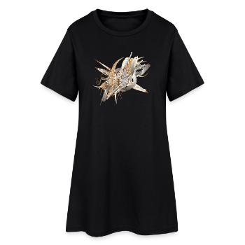 motif artistique en filigrane fait de rubans et de plumes - Robe T-shirt Femme - noir - Devant