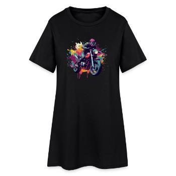 Motorcycle with color spot. - Women’s T-Shirt Dress - black - Front