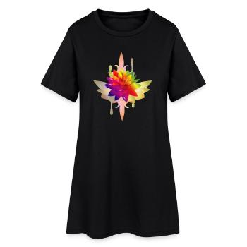 Fleur de lotus fantastique colorée et lumineuse - Robe T-shirt Femme - noir - Devant