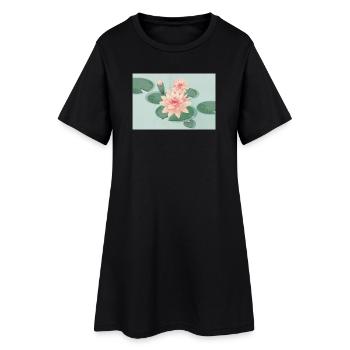 Fleurs de nénuphars avec bourgeon dans l’étang de nénuphars - Robe T-shirt Femme - noir - Devant