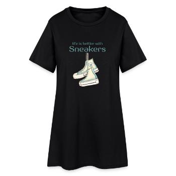 life is better with sneakers Turnschuh - Frauen T-Shirt-Kleid - Schwarz - Vorne