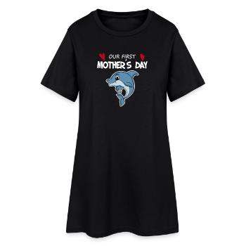 Fête des Mères - Premier cadeau de la fête des Mères - Robe T-shirt Femme - noir - Devant