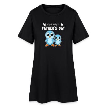 Motif de la fête des pères - premier cadeau de la fête des pères - Robe T-shirt Femme - noir - Devant