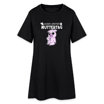 Muttertag - erster Muttertag Geschenk - Frauen T-Shirt-Kleid - Schwarz - Vorne
