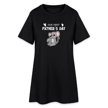 Motif de la fête des pères - premier cadeau de la fête des pères - Robe T-shirt Femme - noir - Devant