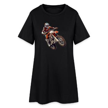 Motocross Fahrer Offroad Action - Frauen T-Shirt-Kleid - Schwarz - Vorne