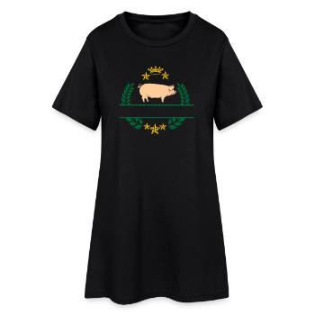 Cochon en couronne de laurier vert avec couronne jaune d’or - Robe T-shirt Femme - noir - Devant