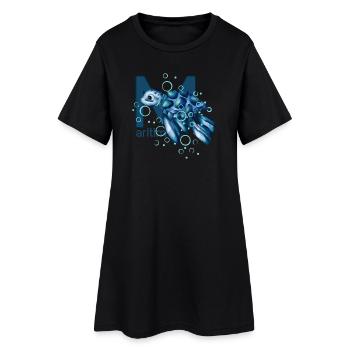 Maritim Wasserschildkröte - Frauen T-Shirt-Kleid - Schwarz - Vorne