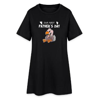 Motif de la fête des pères - premier cadeau de la fête des pères - Robe T-shirt Femme - noir - Devant