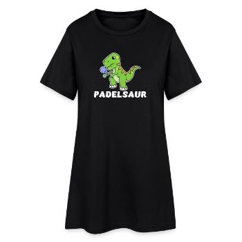 Dinosaurier Padel Cooler Spruch Padelspiel Tennis - Frauen T-Shirt-Kleid - Schwarz - Vorne
