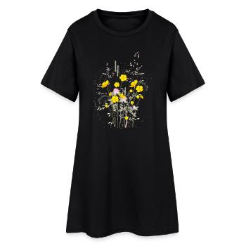 bright yellow buttercups meadow full of harmony - Women’s T-Shirt Dress - black - Front