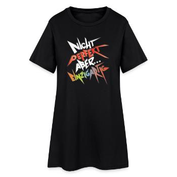 Witziger Spruch - Nicht perfekt aber einzigartig - Frauen T-Shirt-Kleid - Schwarz - Vorne